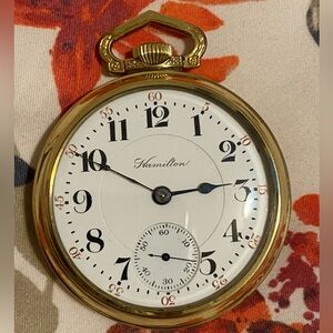 Rare 118yr.Old Hamilton Antique Openface 21J RR Apprvd 10k RGP PocketWatch. Runs